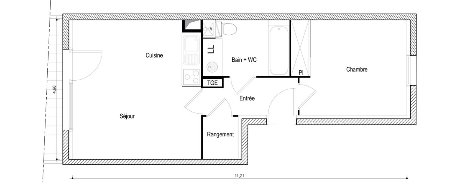 Appartement T2 de 42,85 m2 &agrave; Saint-Sauveur Centre