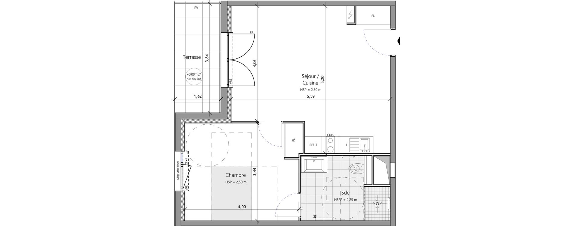 Appartement T2 meubl&eacute; de 46,00 m2 &agrave; Saux-Et-Pomar&egrave;de Centre