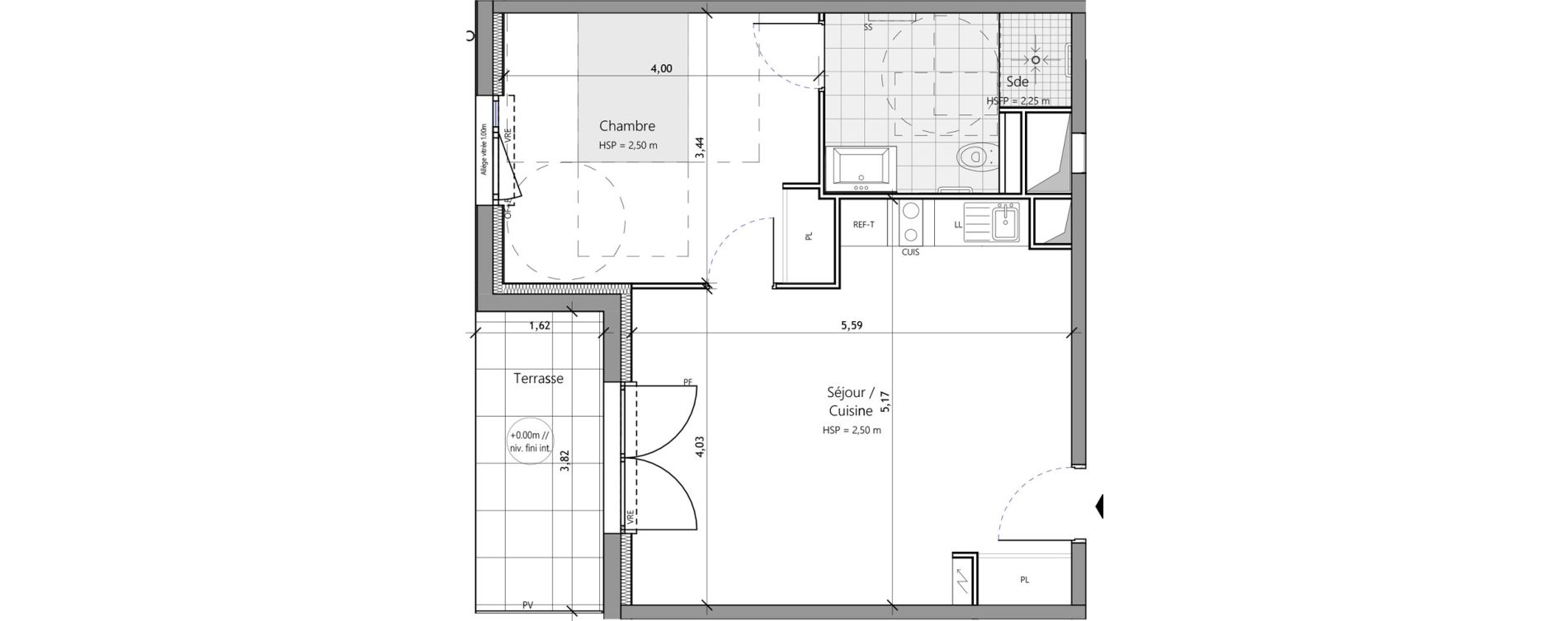 Appartement T2 meubl&eacute; de 45,50 m2 &agrave; Saux-Et-Pomar&egrave;de Centre