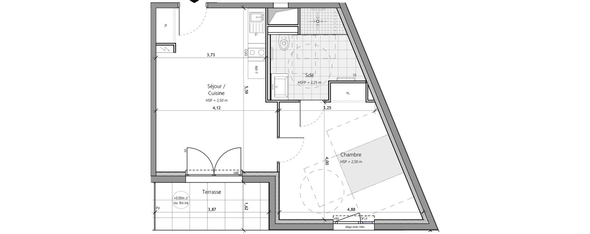 Appartement T2 meubl&eacute; de 45,90 m2 &agrave; Saux-Et-Pomar&egrave;de Centre