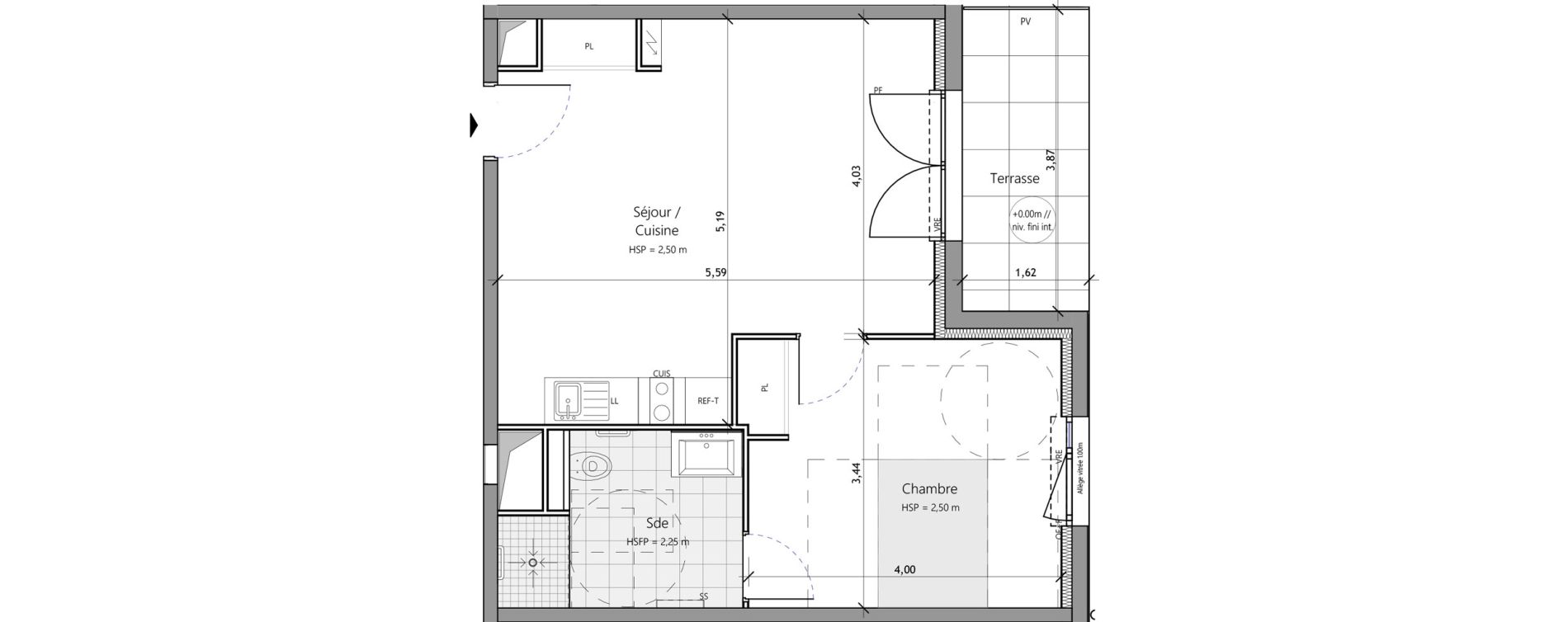 Appartement T2 meubl&eacute; de 45,40 m2 &agrave; Saux-Et-Pomar&egrave;de Centre