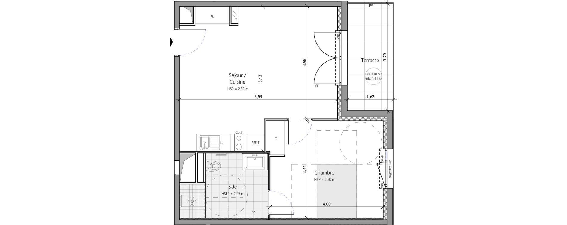 Appartement T2 meubl&eacute; de 45,10 m2 &agrave; Saux-Et-Pomar&egrave;de Centre