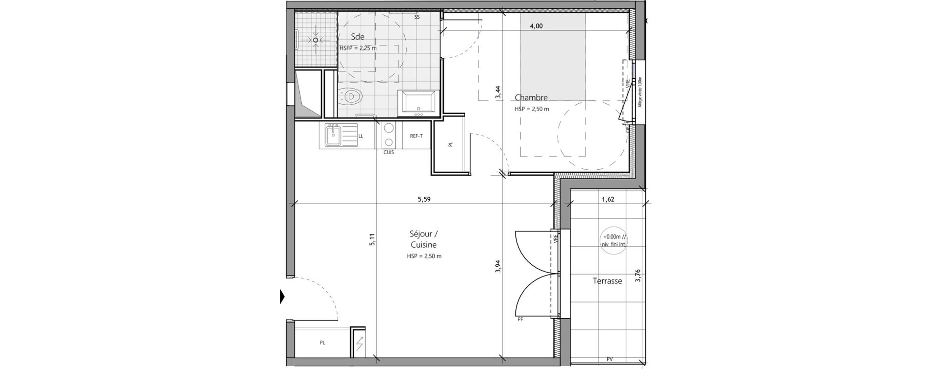 Appartement T2 meubl&eacute; de 45,40 m2 &agrave; Saux-Et-Pomar&egrave;de Centre