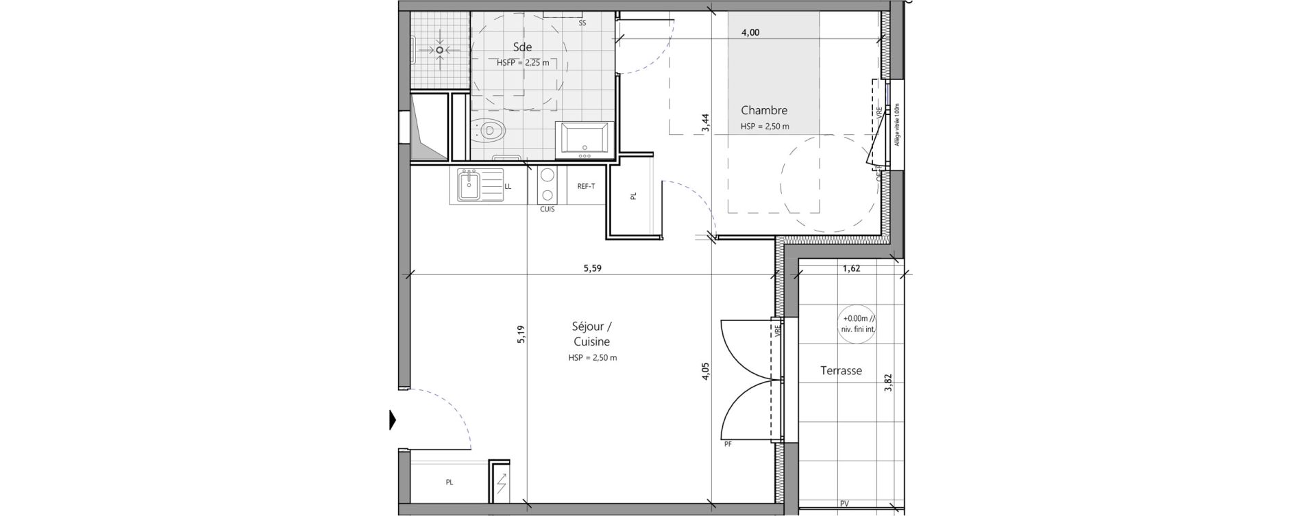 Appartement T2 meubl&eacute; de 45,90 m2 &agrave; Saux-Et-Pomar&egrave;de Centre