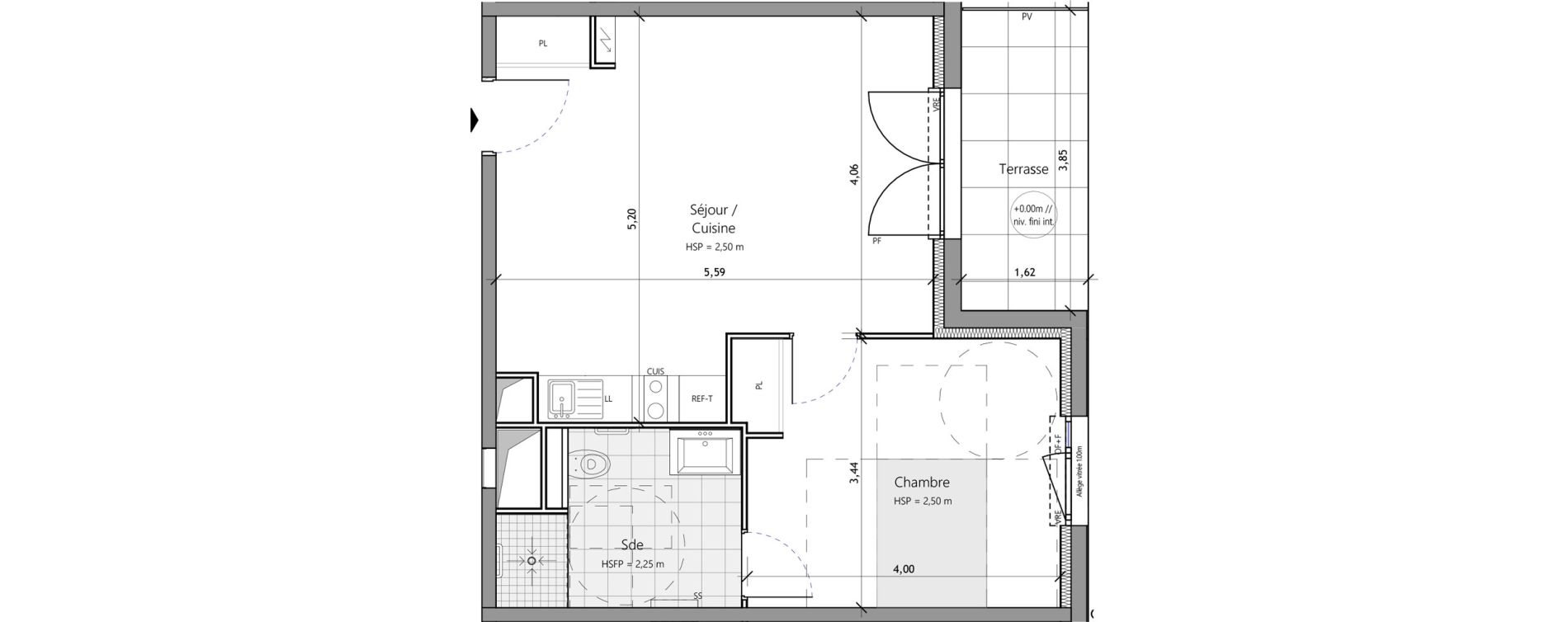 Appartement T2 meubl&eacute; de 45,70 m2 &agrave; Saux-Et-Pomar&egrave;de Centre