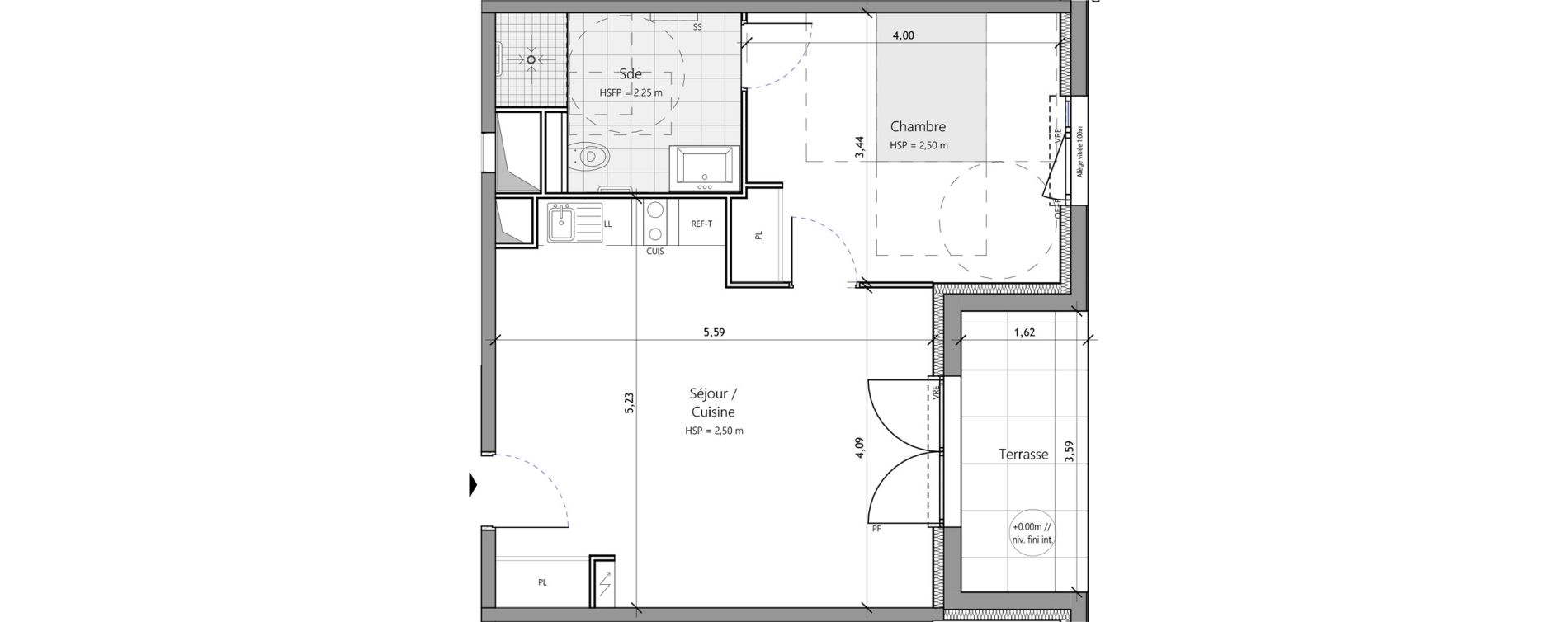 Appartement T2 meubl&eacute; de 45,80 m2 &agrave; Saux-Et-Pomar&egrave;de Centre