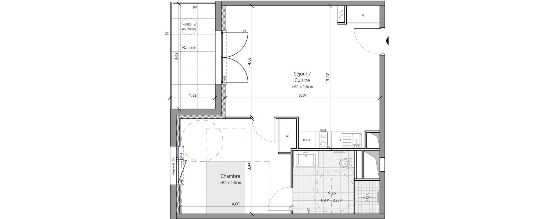 Appartement T2 meubl&eacute; de 45,50 m2 &agrave; Saux-Et-Pomar&egrave;de Centre