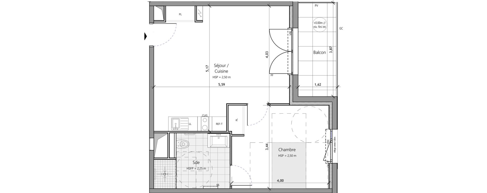 Appartement T2 meubl&eacute; de 45,50 m2 &agrave; Saux-Et-Pomar&egrave;de Centre