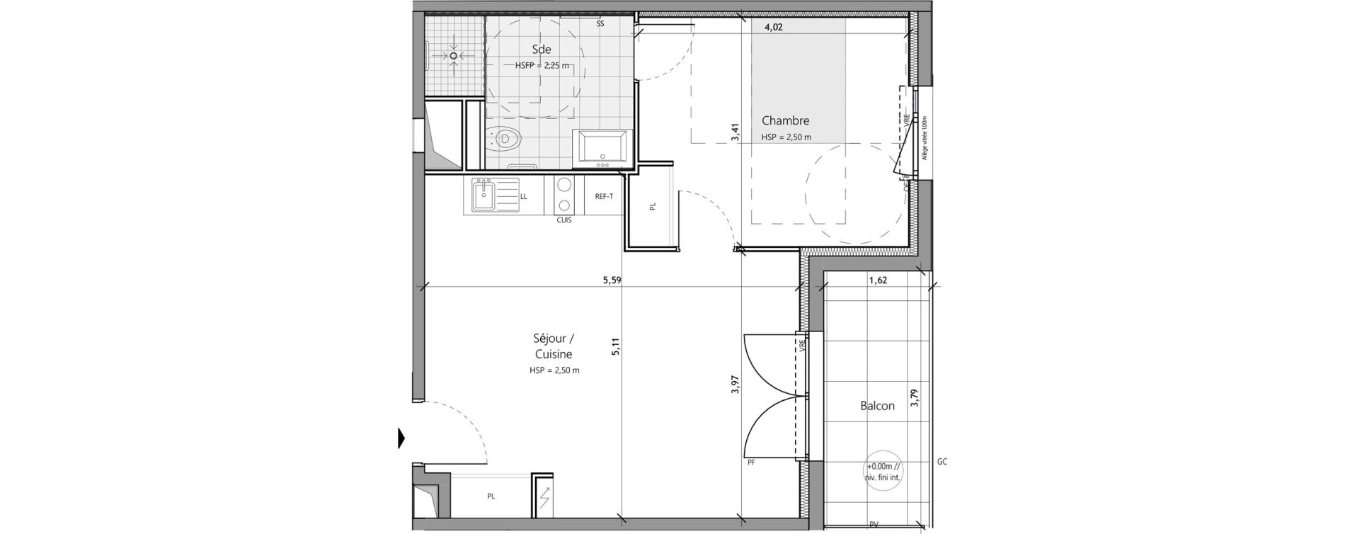 Appartement T2 meubl&eacute; de 45,10 m2 &agrave; Saux-Et-Pomar&egrave;de Centre