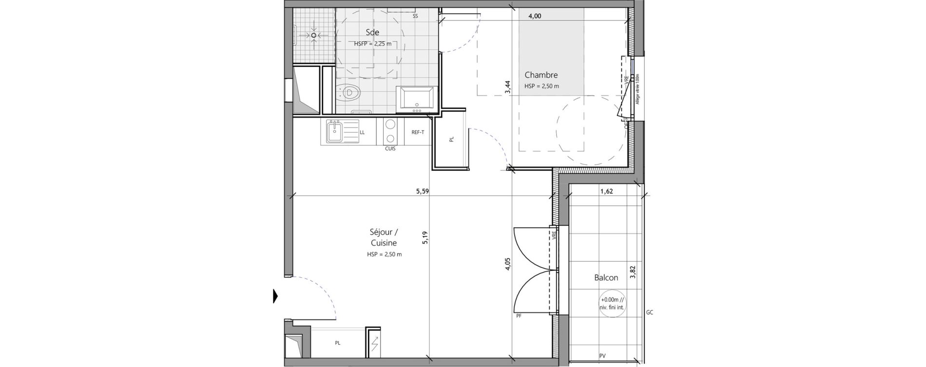 Appartement T2 meubl&eacute; de 45,60 m2 &agrave; Saux-Et-Pomar&egrave;de Centre