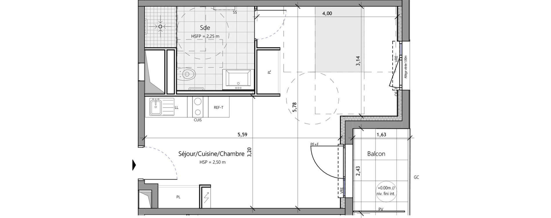 Studio meubl&eacute; de 35,00 m2 &agrave; Saux-Et-Pomar&egrave;de Centre