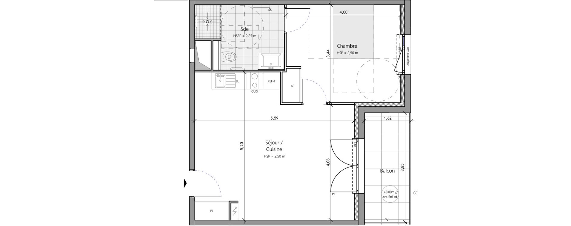 Appartement T2 meubl&eacute; de 46,00 m2 &agrave; Saux-Et-Pomar&egrave;de Centre