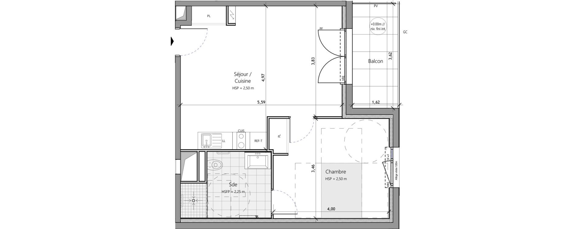 Appartement T2 meubl&eacute; de 44,50 m2 &agrave; Saux-Et-Pomar&egrave;de Centre