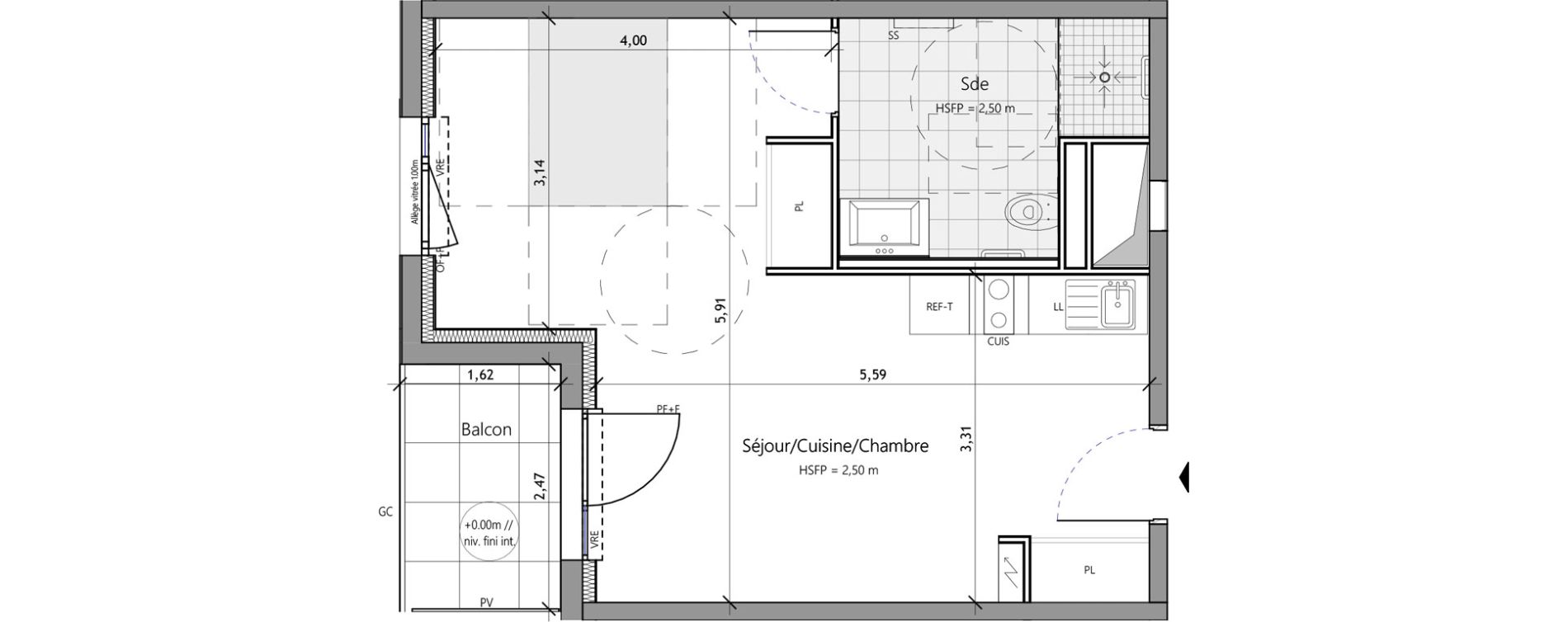 Studio meubl&eacute; de 36,00 m2 &agrave; Saux-Et-Pomar&egrave;de Centre