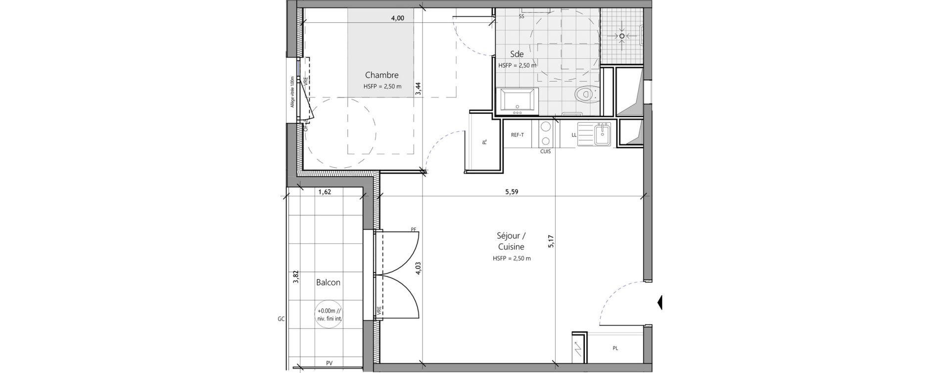 Appartement T2 meubl&eacute; de 45,50 m2 &agrave; Saux-Et-Pomar&egrave;de Centre