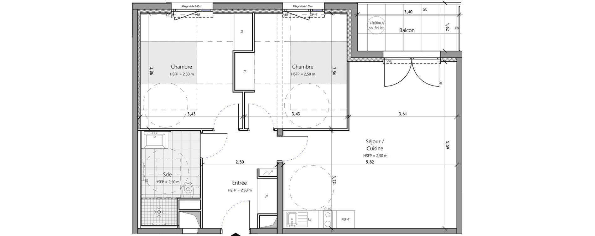 Appartement T3 meubl&eacute; de 66,90 m2 &agrave; Saux-Et-Pomar&egrave;de Centre