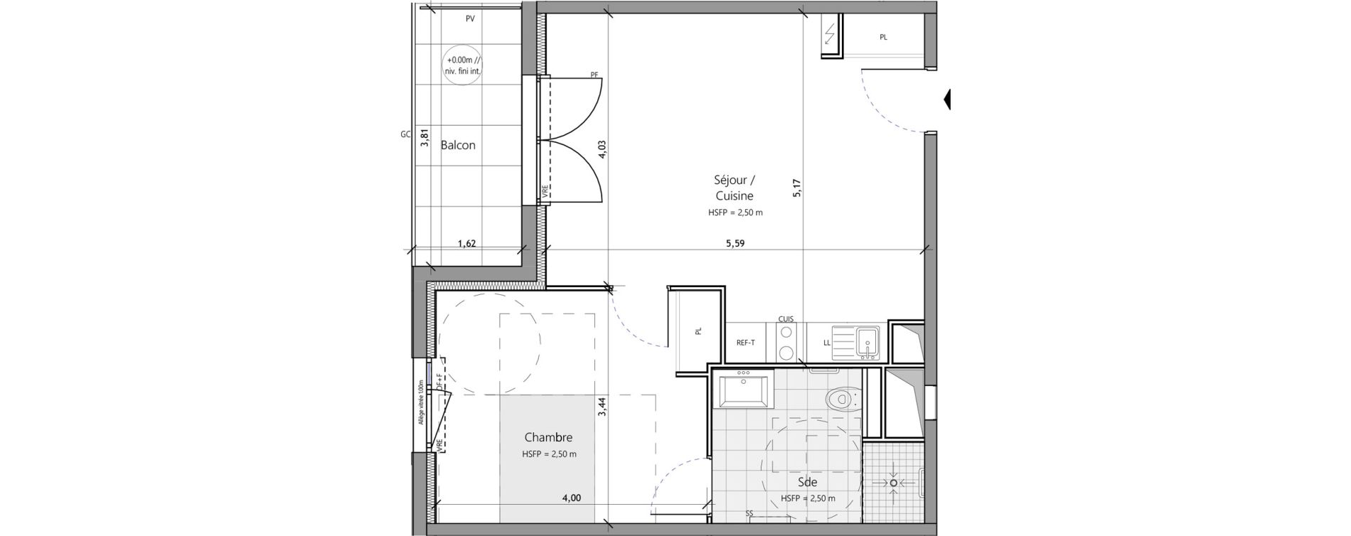 Appartement T2 meubl&eacute; de 45,50 m2 &agrave; Saux-Et-Pomar&egrave;de Centre