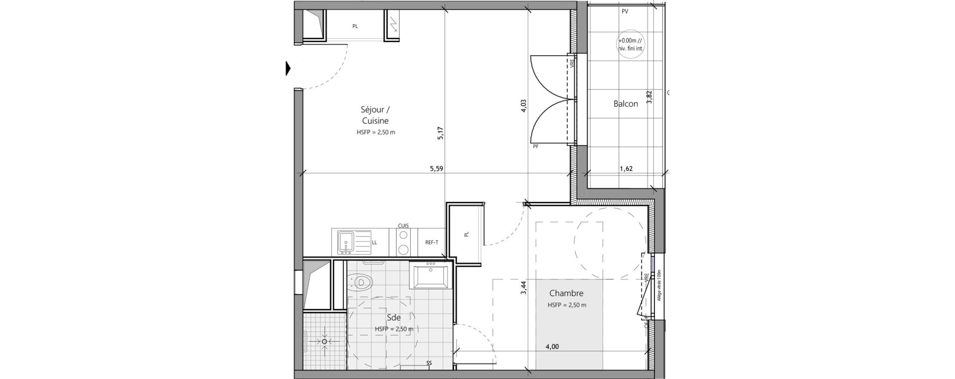 Appartement T2 meubl&eacute; de 45,50 m2 &agrave; Saux-Et-Pomar&egrave;de Centre