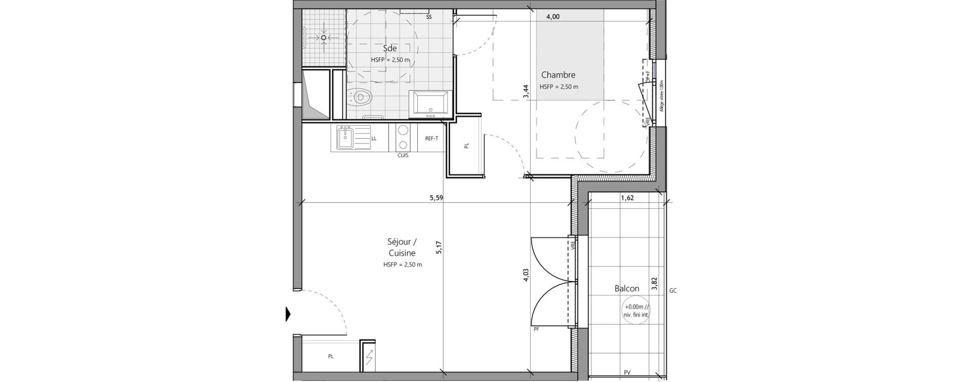 Appartement T2 meubl&eacute; de 45,80 m2 &agrave; Saux-Et-Pomar&egrave;de Centre