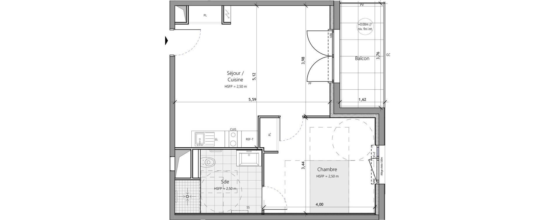 Appartement T2 meubl&eacute; de 45,20 m2 &agrave; Saux-Et-Pomar&egrave;de Centre