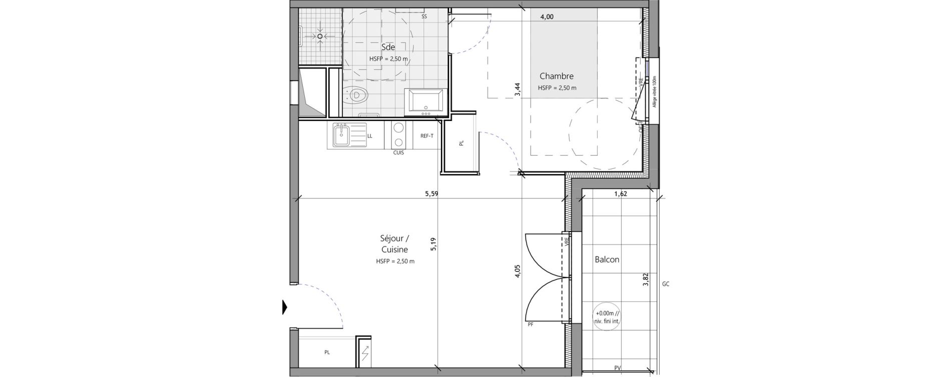 Appartement T2 meubl&eacute; de 45,90 m2 &agrave; Saux-Et-Pomar&egrave;de Centre