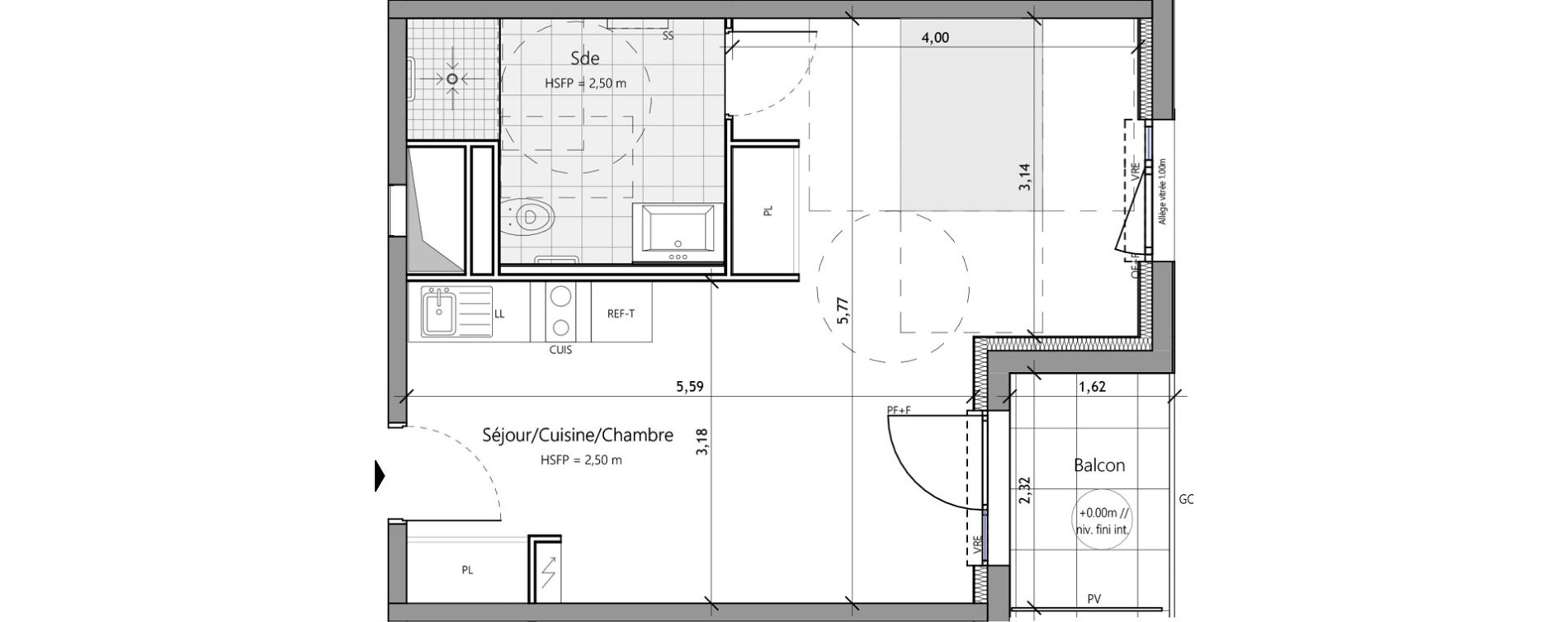 Studio meubl&eacute; de 35,20 m2 &agrave; Saux-Et-Pomar&egrave;de Centre