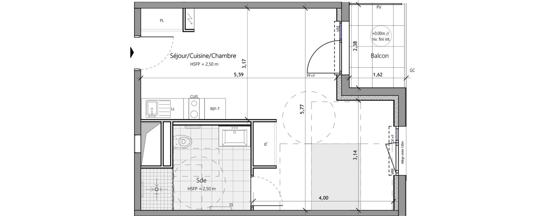 Studio meubl&eacute; de 35,20 m2 &agrave; Saux-Et-Pomar&egrave;de Centre