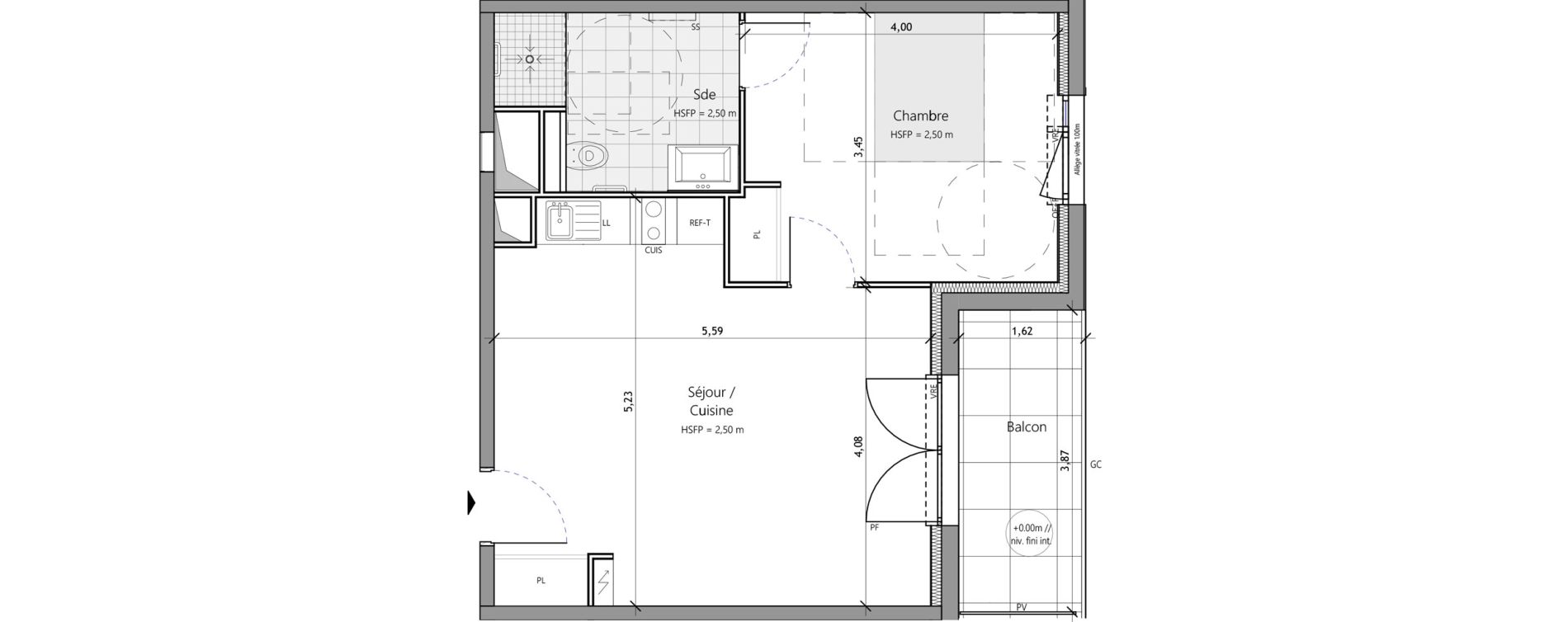 Appartement T2 meubl&eacute; de 45,80 m2 &agrave; Saux-Et-Pomar&egrave;de Centre