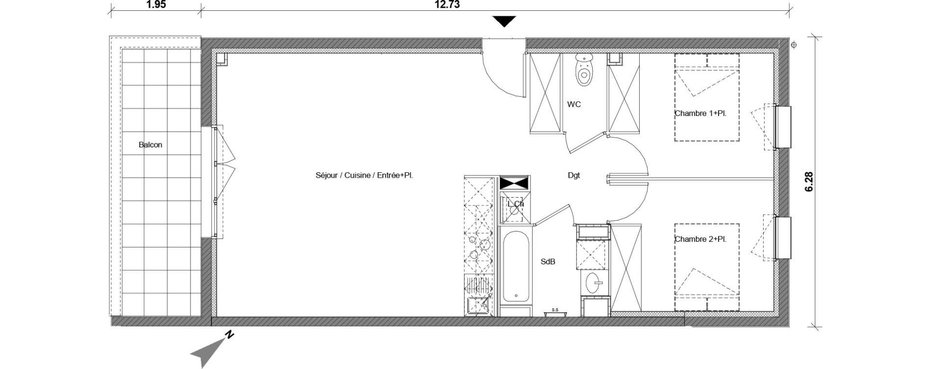 Appartement T3 de 65,99 m2 &agrave; Seilh Centre