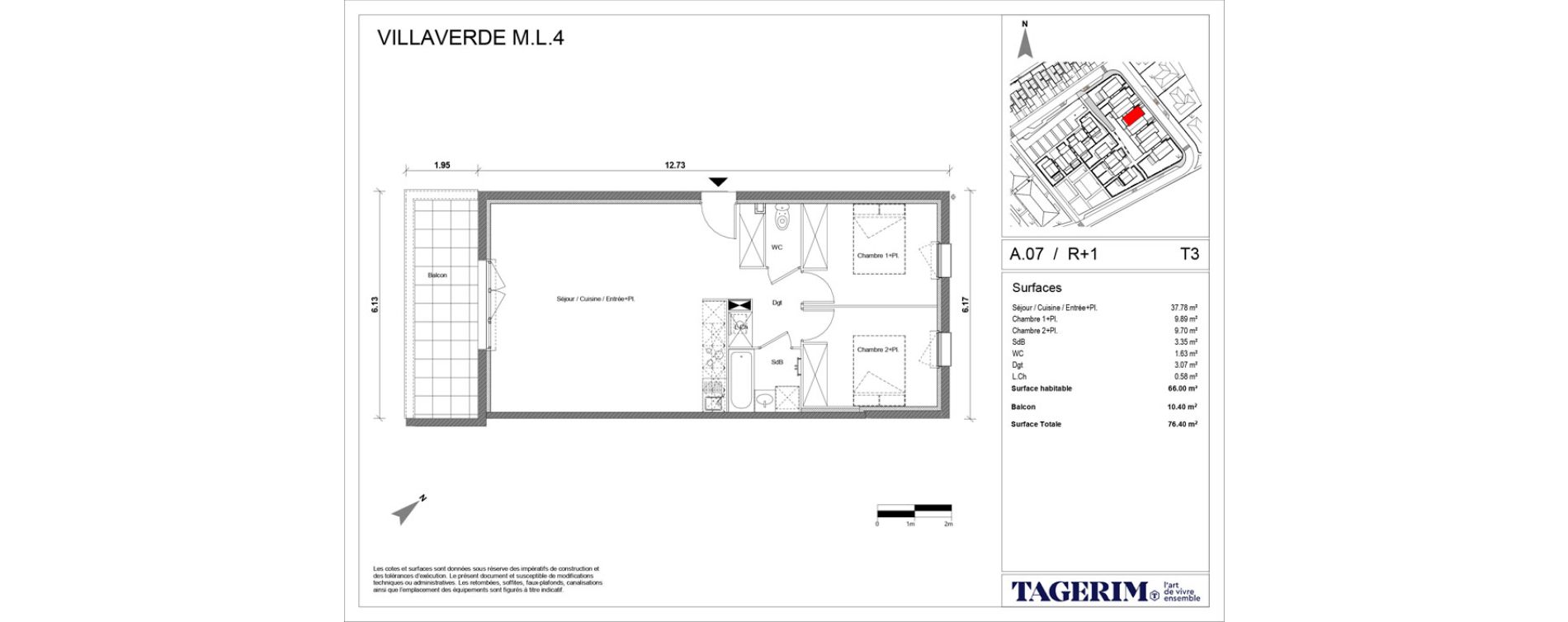 Appartement T3 de 66,00 m2 &agrave; Seilh Centre