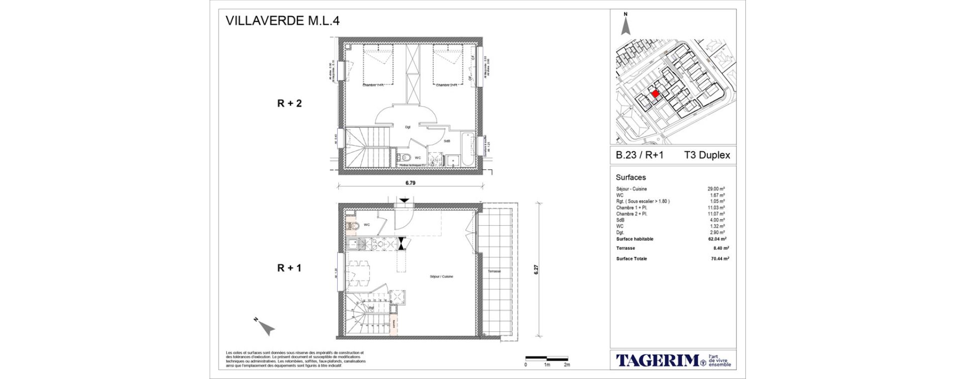Duplex T3 de 62,04 m2 &agrave; Seilh Centre