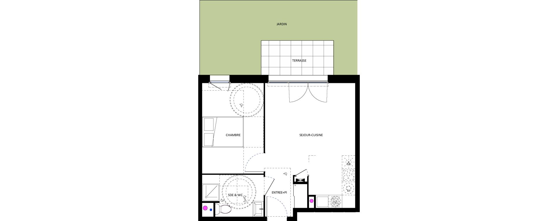 Appartement T2 de 40,10 m2 &agrave; Seysses Centre