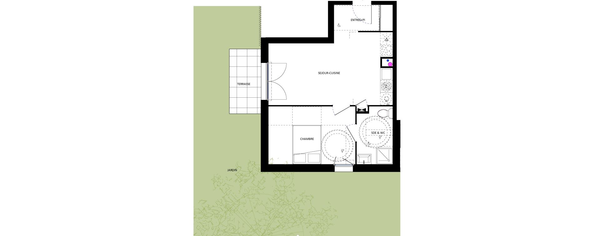 Appartement T2 de 39,70 m2 &agrave; Seysses Centre