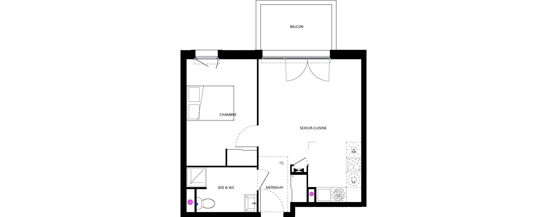 Appartement T2 de 40,10 m2 &agrave; Seysses Centre