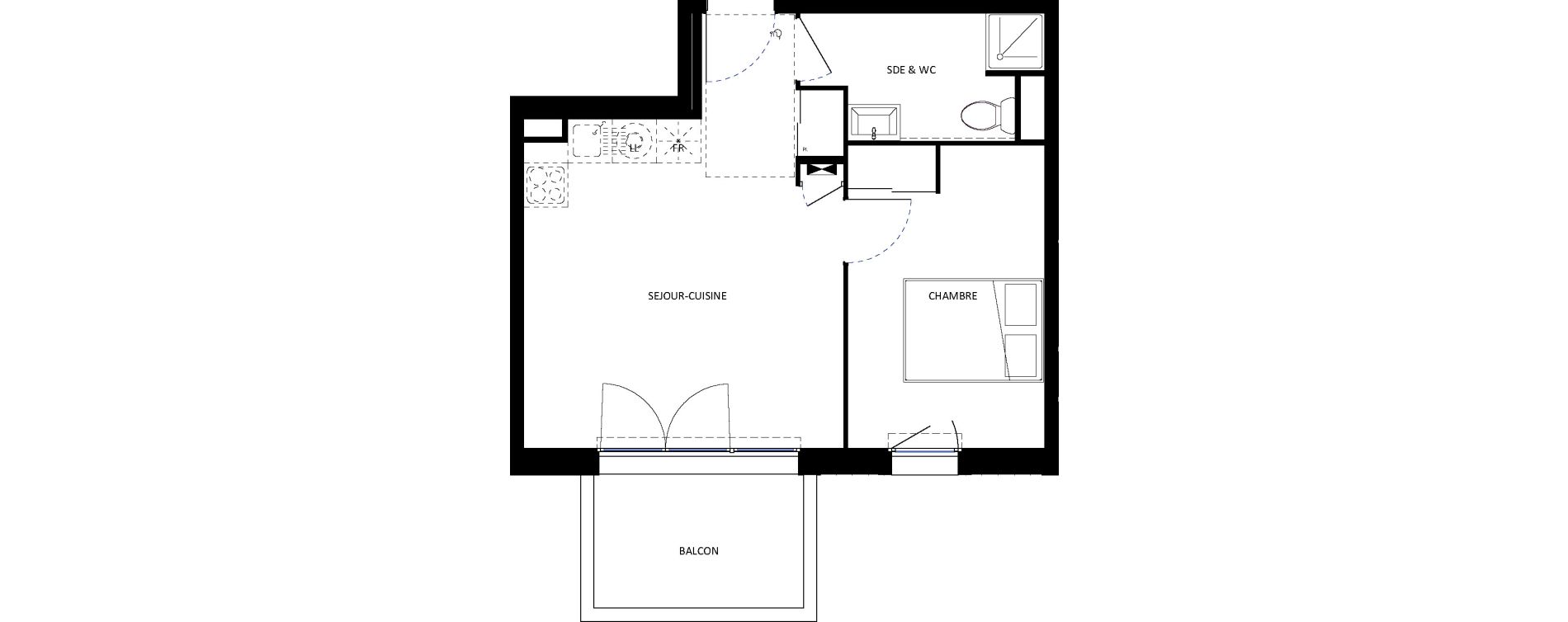 Appartement T2 de 36,90 m2 &agrave; Seysses Centre