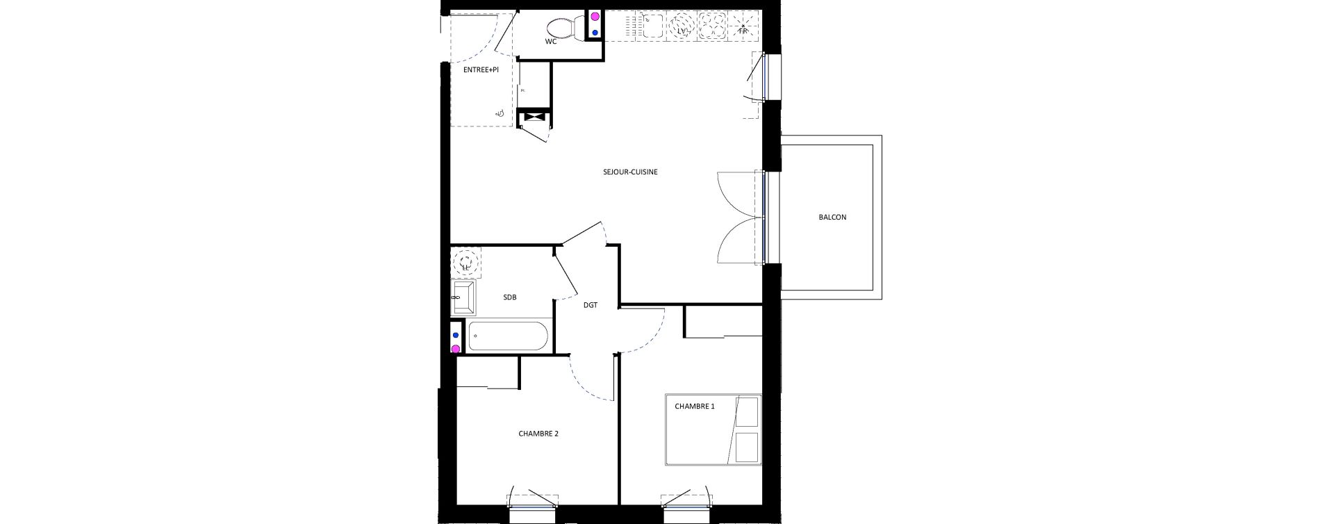 Appartement T3 de 56,75 m2 &agrave; Seysses Centre
