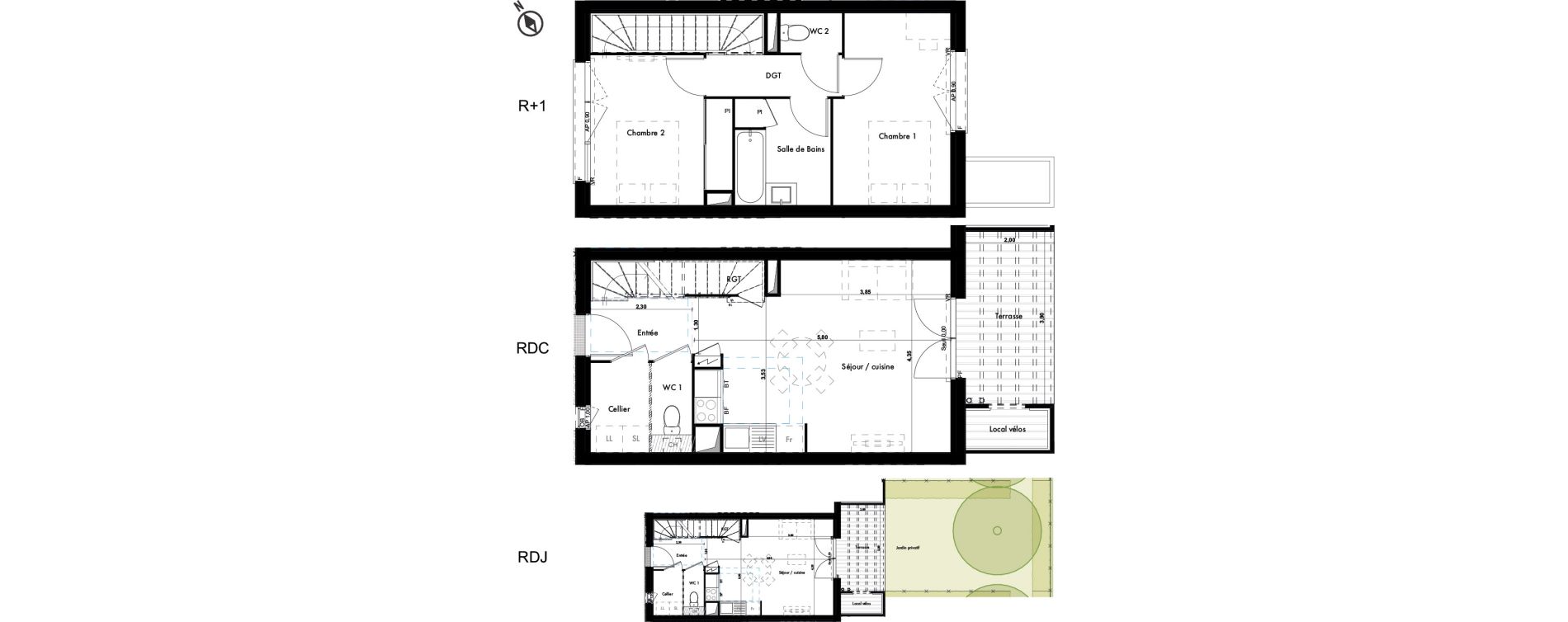 Duplex T3 de 62,46 m2 &agrave; Seysses Le centre