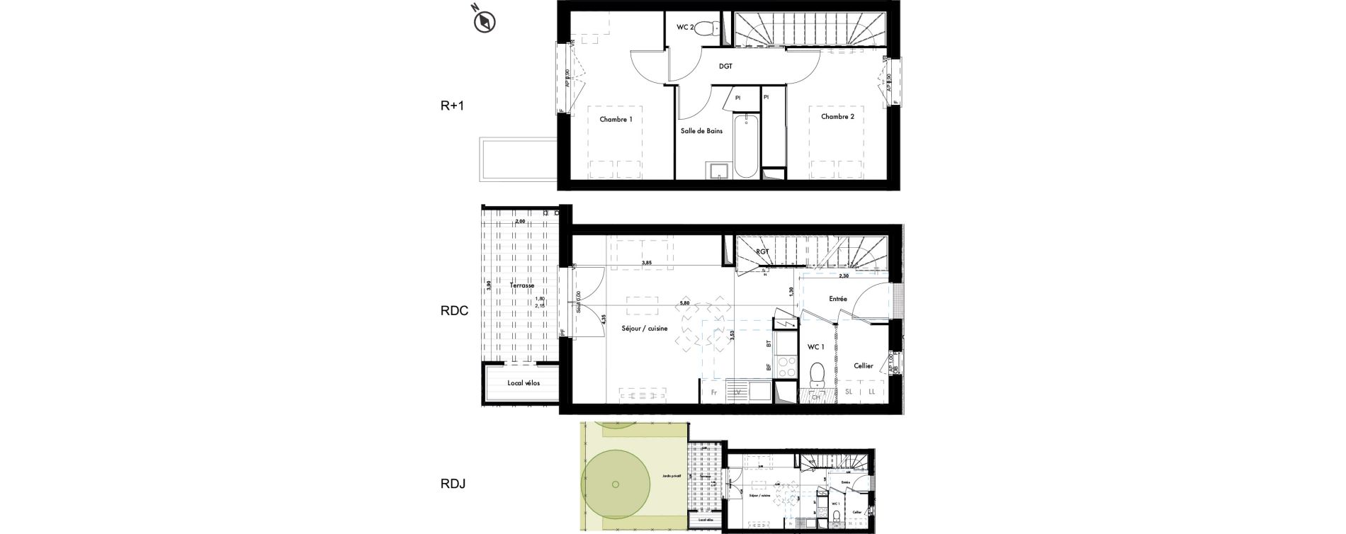 Duplex T3 de 62,46 m2 &agrave; Seysses Le centre