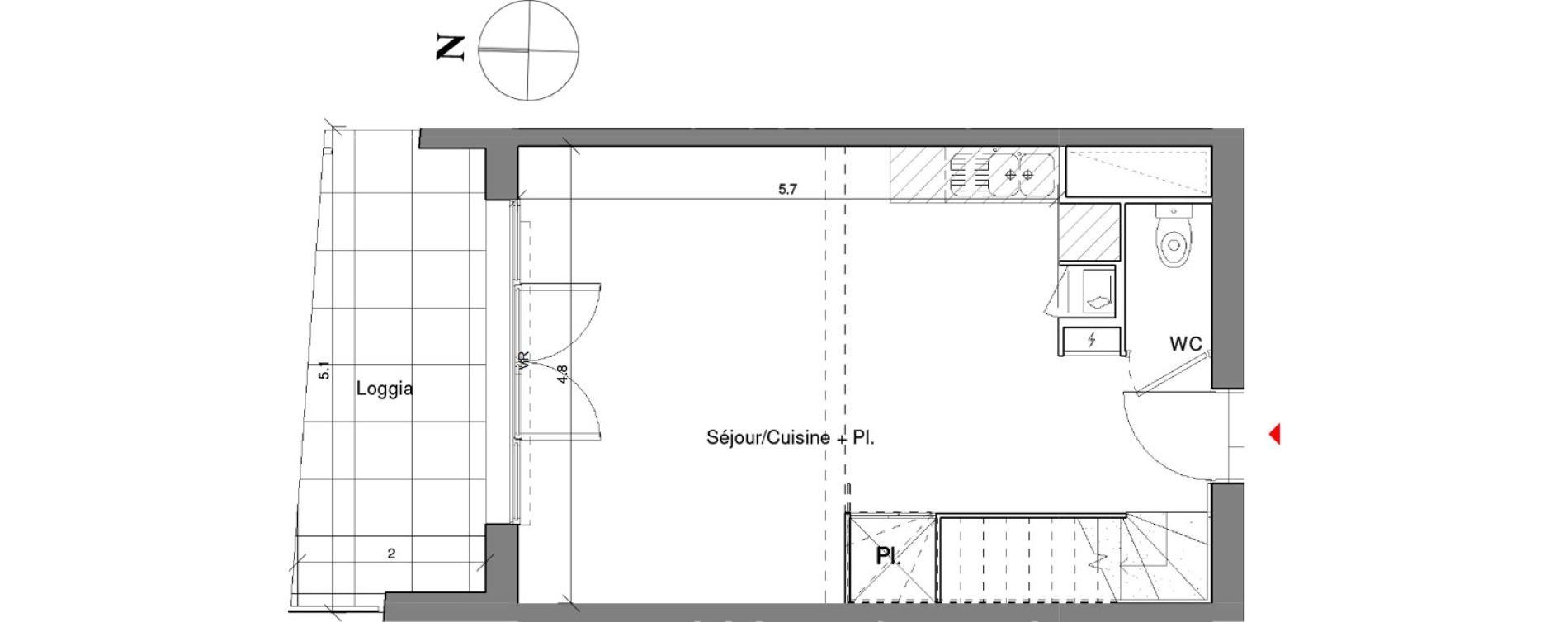 Duplex T3 de 58,30 m2 &agrave; Toulouse Croix daurade