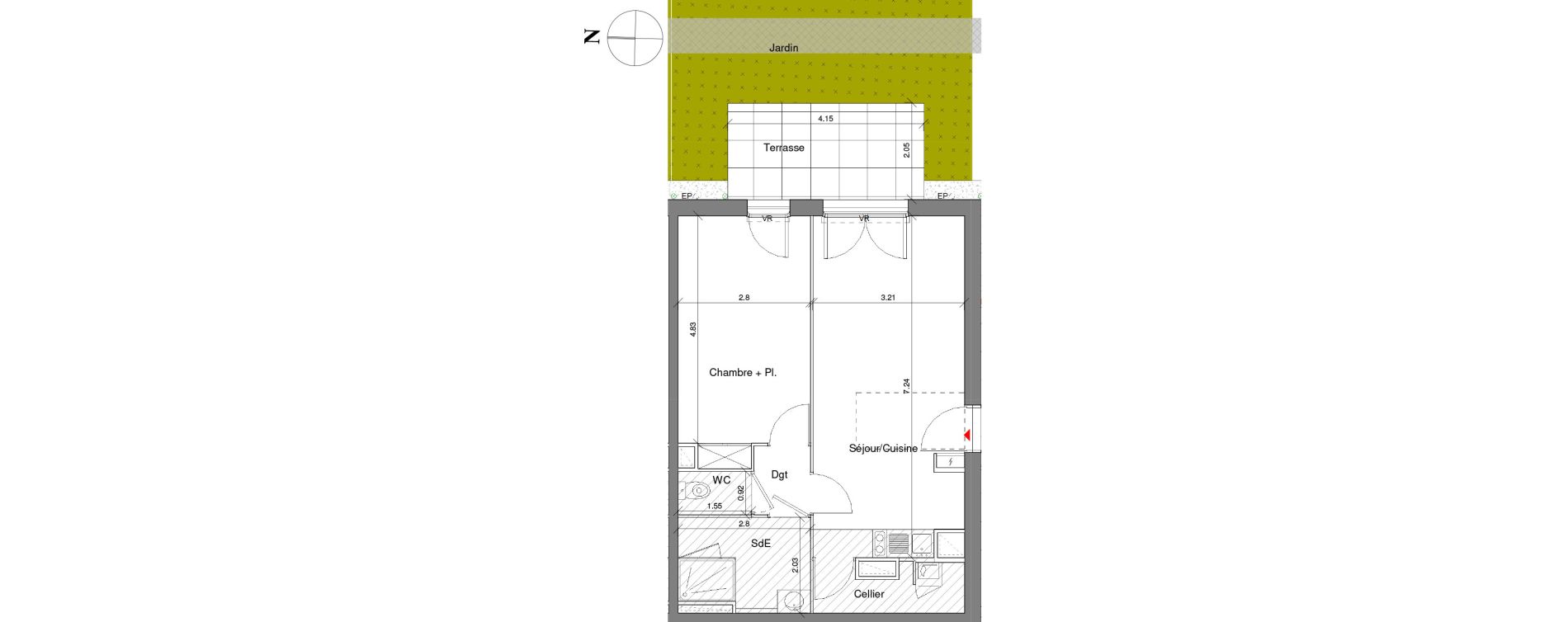 Appartement T2 de 48,50 m2 &agrave; Toulouse Croix daurade