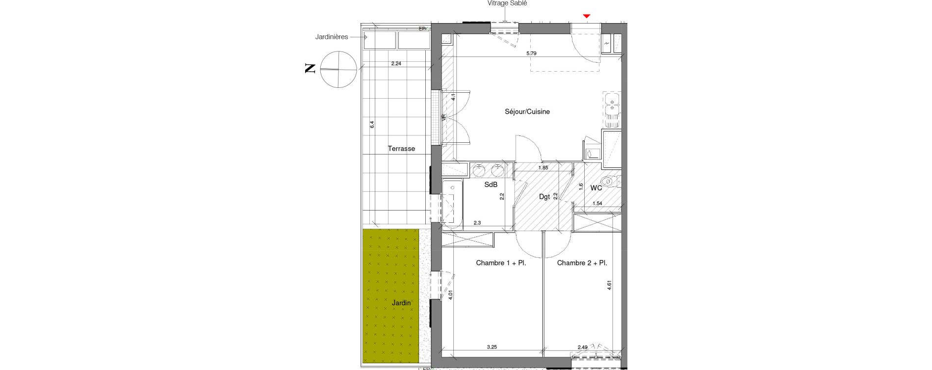Appartement T3 de 57,50 m2 &agrave; Toulouse Croix daurade