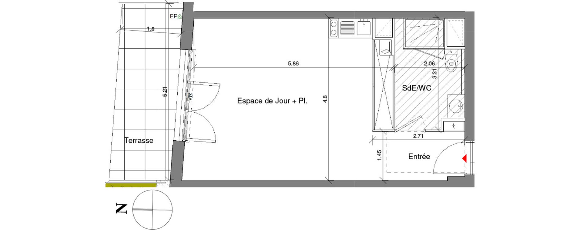 Appartement T1 de 38,00 m2 &agrave; Toulouse Croix daurade