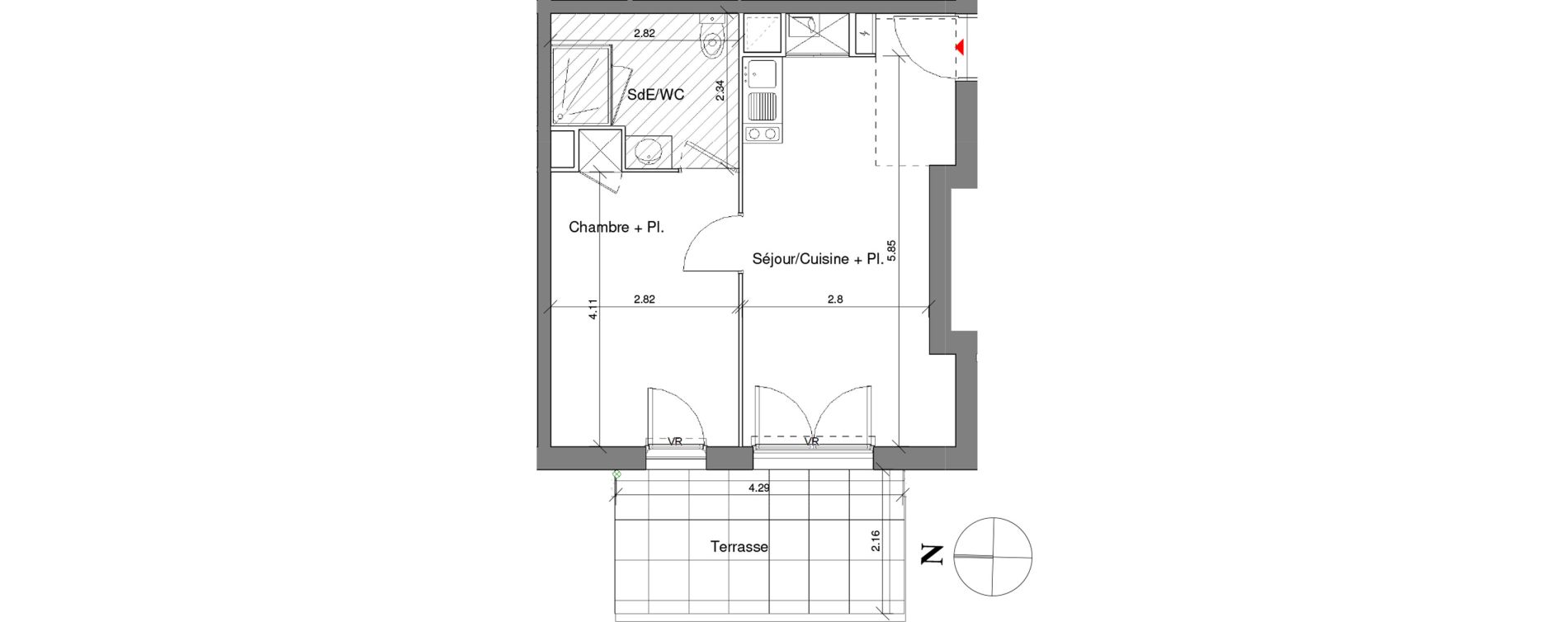 Appartement T2 de 37,00 m2 &agrave; Toulouse Croix daurade