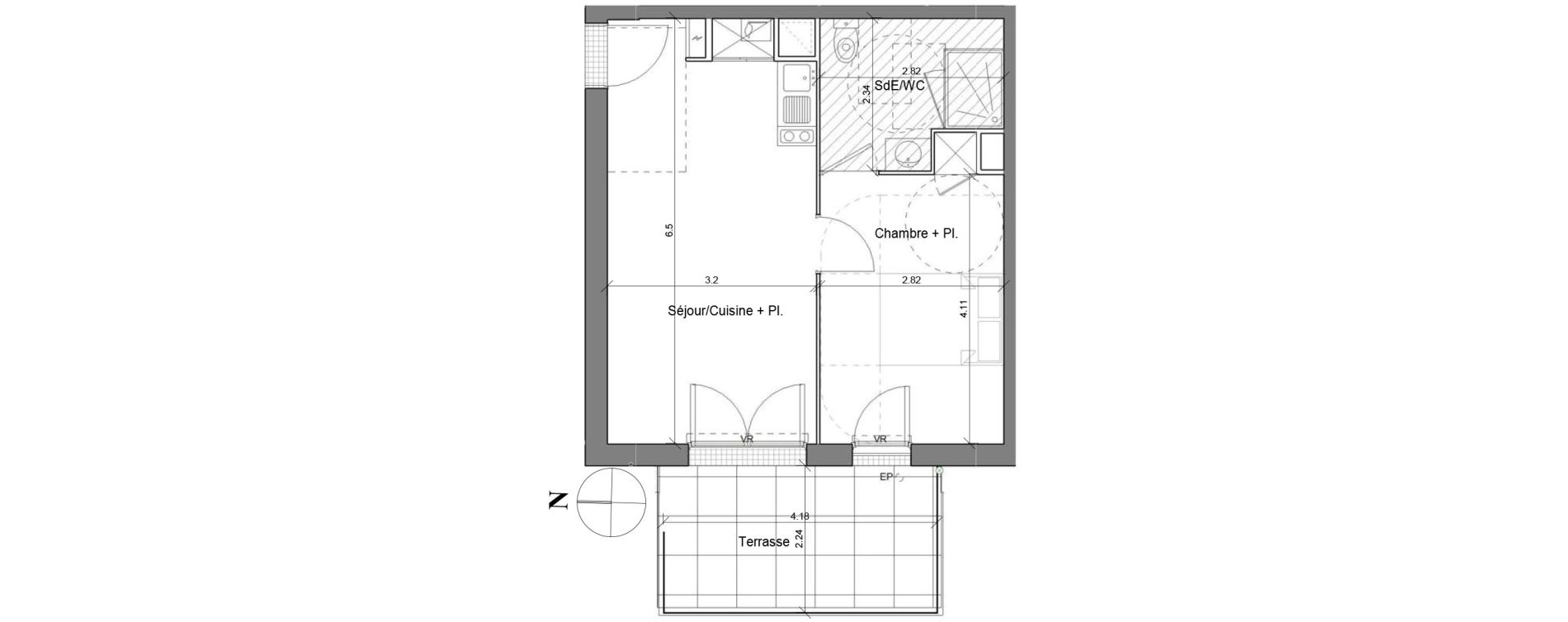 Appartement T2 de 38,80 m2 &agrave; Toulouse Croix daurade