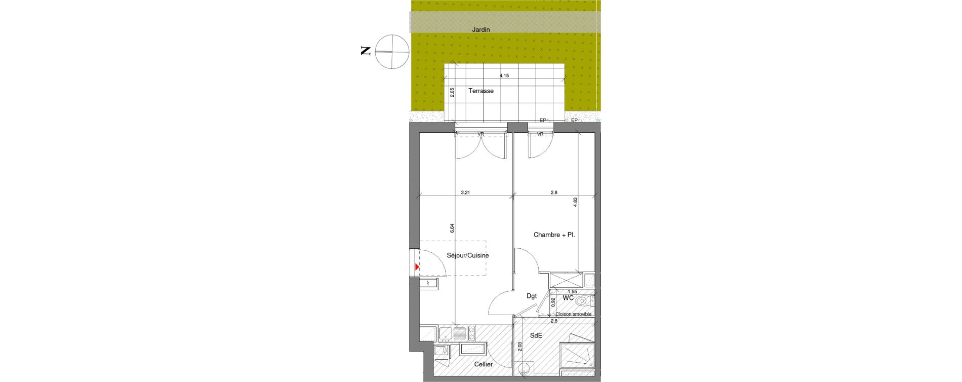 Appartement T2 de 48,00 m2 &agrave; Toulouse Croix daurade