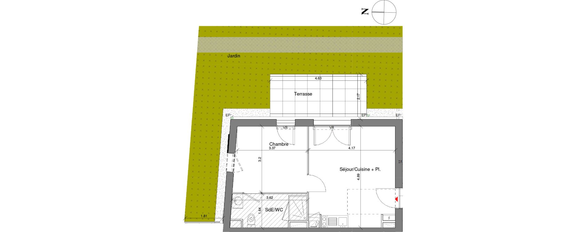 Appartement T2 de 36,70 m2 &agrave; Toulouse Croix daurade