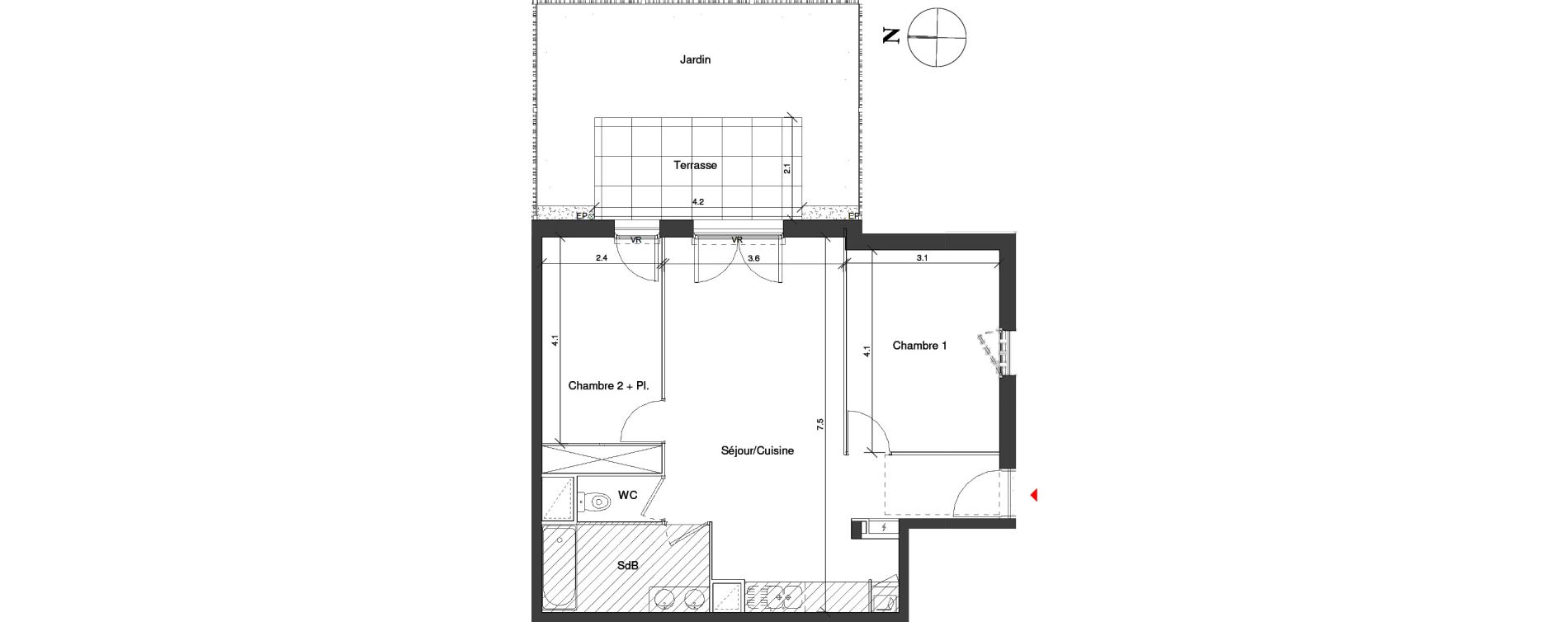 Appartement T3 de 61,70 m2 &agrave; Toulouse Croix daurade