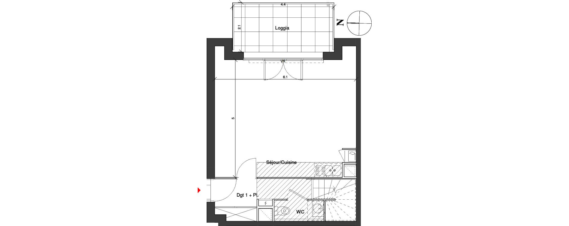 Duplex T3 de 65,50 m2 &agrave; Toulouse Croix daurade