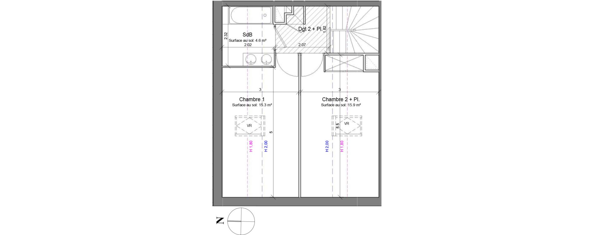 Duplex T3 de 63,50 m2 &agrave; Toulouse Croix daurade
