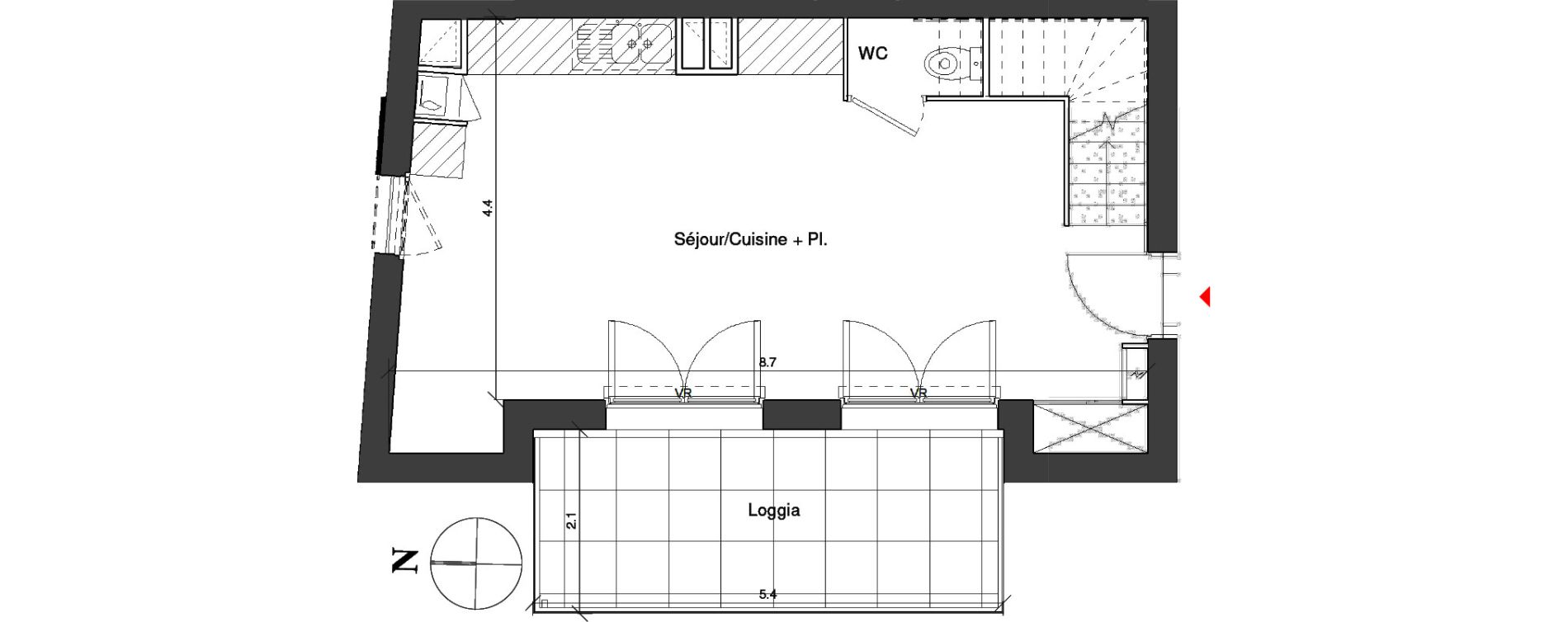 Duplex T3 de 66,40 m2 &agrave; Toulouse Croix daurade